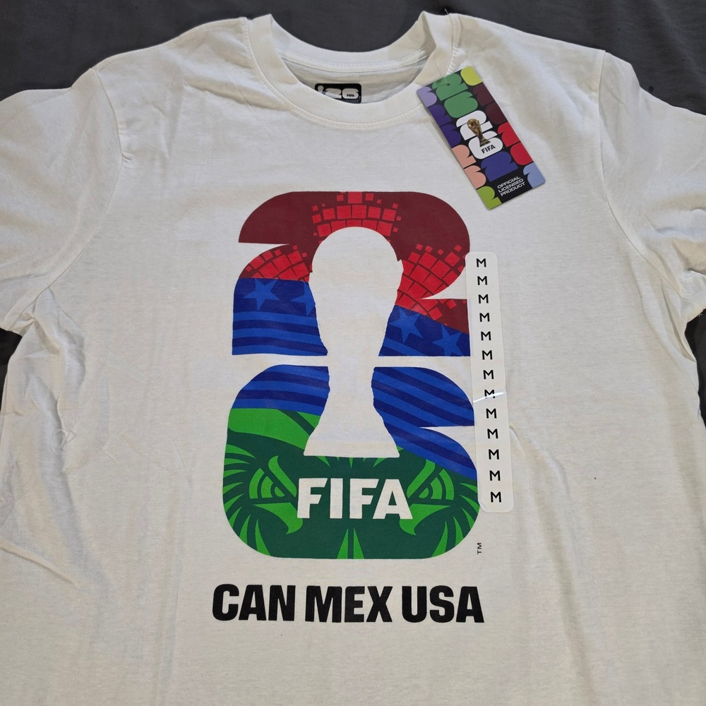 FIFA World Cup 2026 T-Shirt Mens Medium White CAN MEX USA Official Licensed NWT